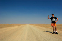 fernando looking for a ride through namibia