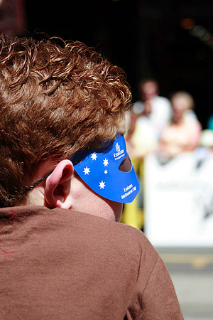 young spectator watching the melbourne cup parade