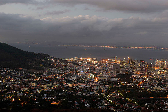 view of the city from the lower cable car station of table mountain