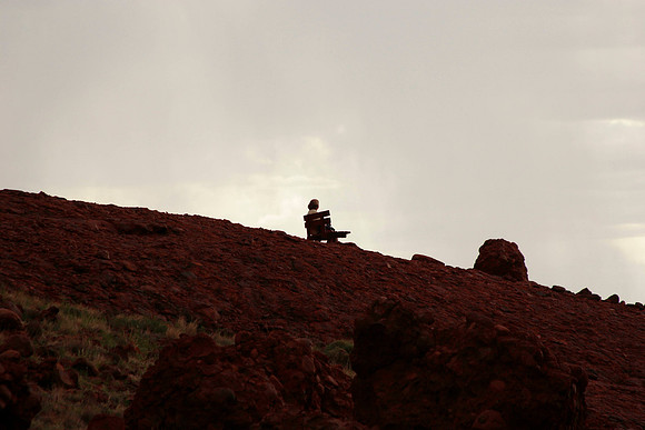 taking a rest on the valley of the winds trail at the olgas
