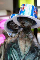 melbourne cup holiday decorations on statues downtown