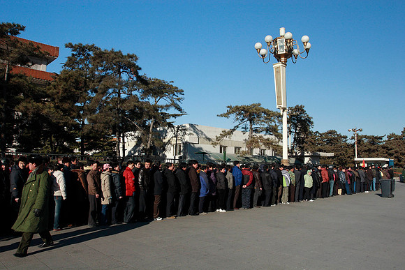 waiting in line to see mao's tomb
