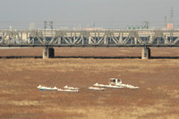 the yongding river has since dried up and now just abondoned boats in the riverbed remain