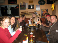 getting ready for a night of drinking in knysna. left to right - helen, joanna, jessie, shelley, sally, hallam, joe, and rick.