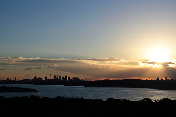 sunset over Sydney and surrounding area