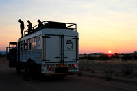 sunrise on the road leaving fish river canyon
