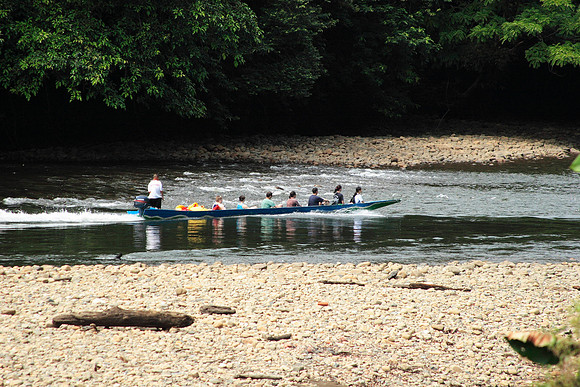 the boat ride back down the river