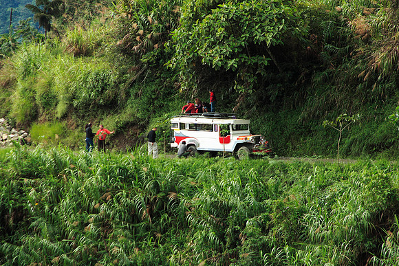 one of the jeepneys got a flat